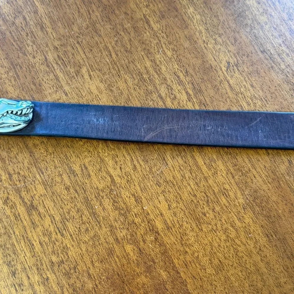 Cognac Brown Leather Florida Gators Belt with Silver Buckle Size 44